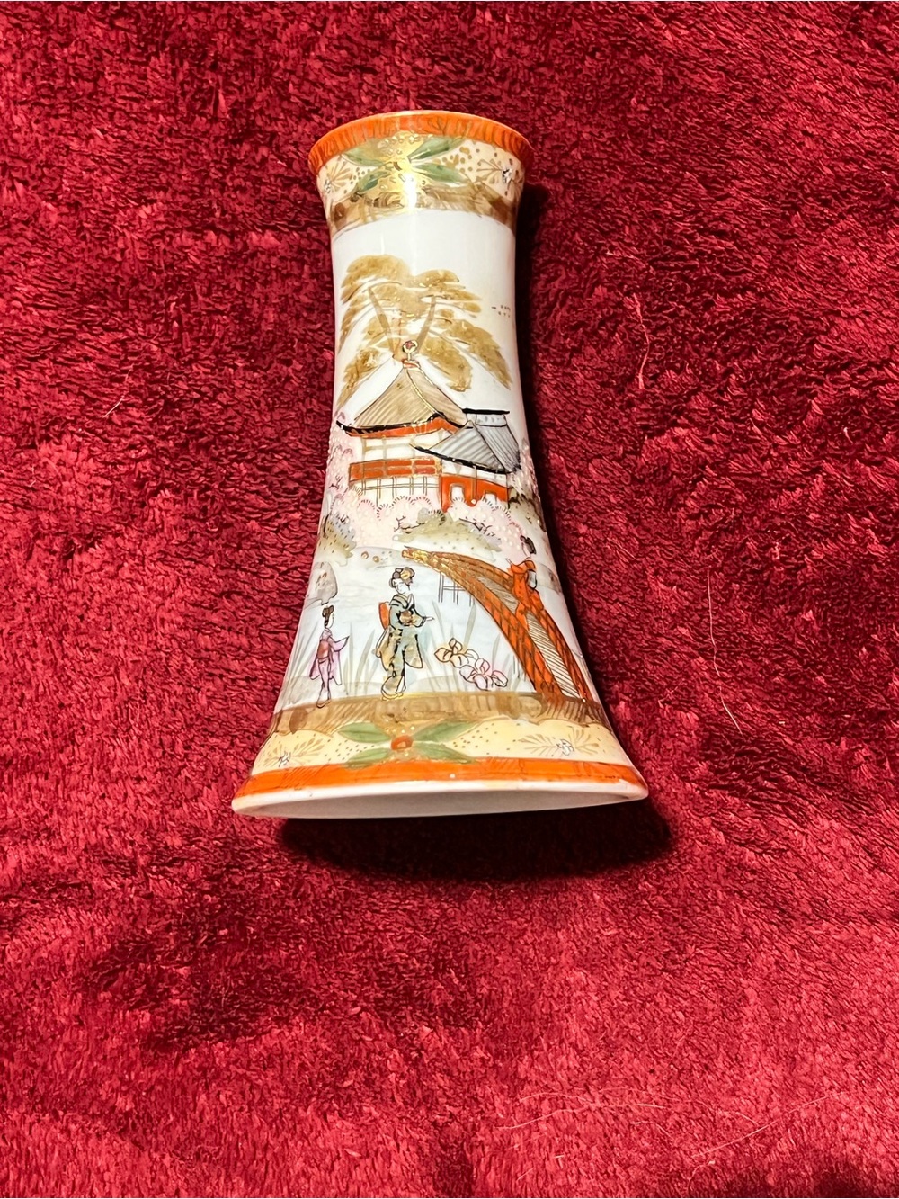 Japanese Kutani Porcelain Vase with Hand-Painted Landscape Scene